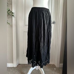 Black long skirt size medium floral lace bottom hem